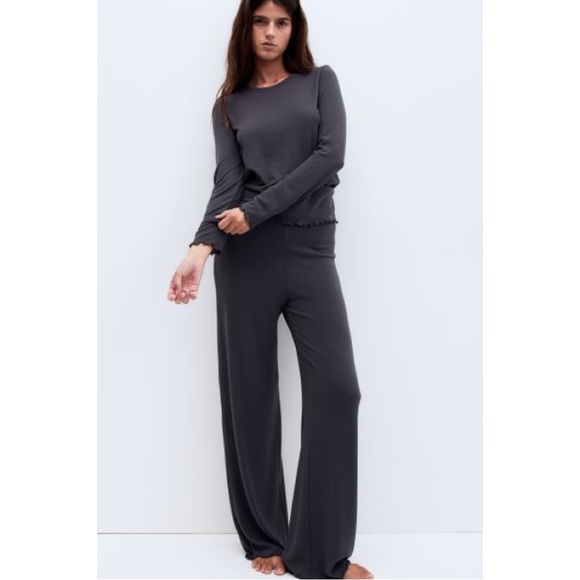 Dark Gray Pajama Top and Pants - Picture 3 of 6